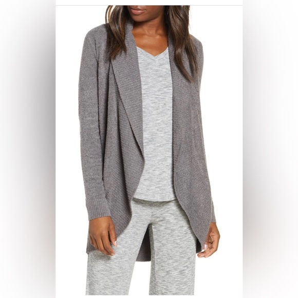 Barefoot Dreams CozyChic Ash Grey Circle Cardigan Size XS S LIKE NEW - Picture 1 of 6
